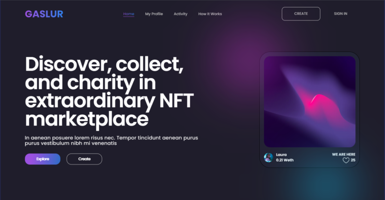 NFT Landing Page Using HTML CSS