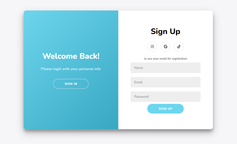 Sign Up and Sign In Form Using HTML CSS and JS