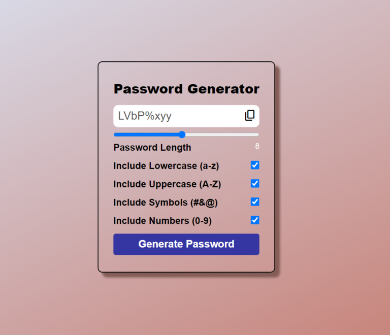 Password Generator Using HTML CSS JS